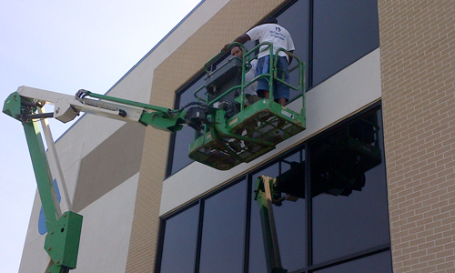 Commercial Window Cleaning. We can handle buildings up to 4 stories from the ground.